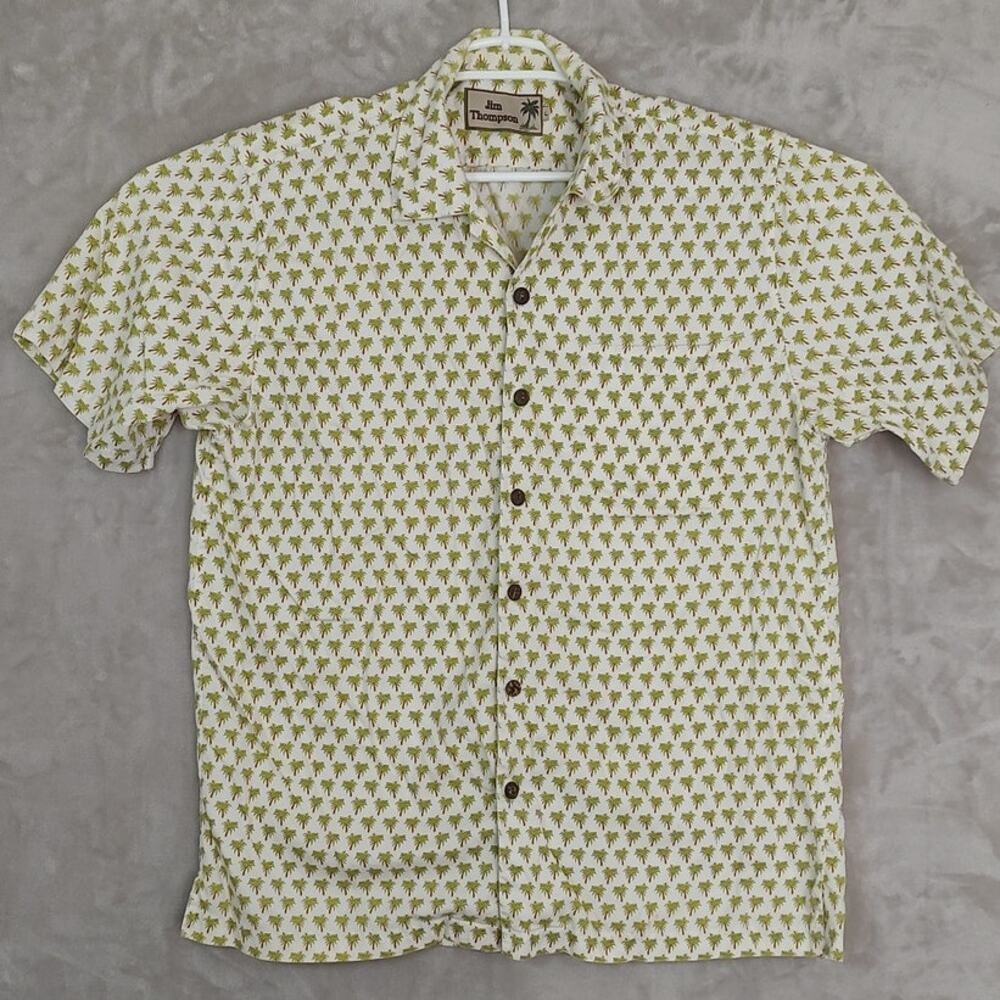 Jim Thompson Men's Size Large 100% Cotton Palm Trees Hawaiian Short Sleeve Shirt